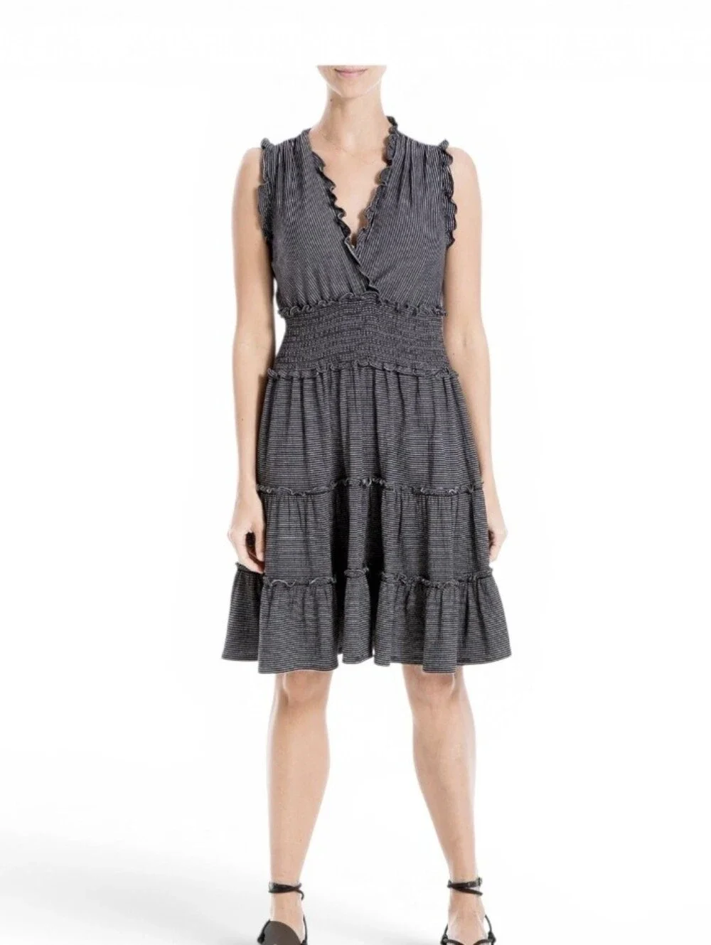 max studio tiered midi dress MAX STUDIO Women's Short Sleeve Tiered Maxi Dress - Green